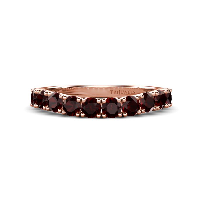Zevara 1.16 ctw Round Red Garnet Women Stackable Curved Wedding Band 