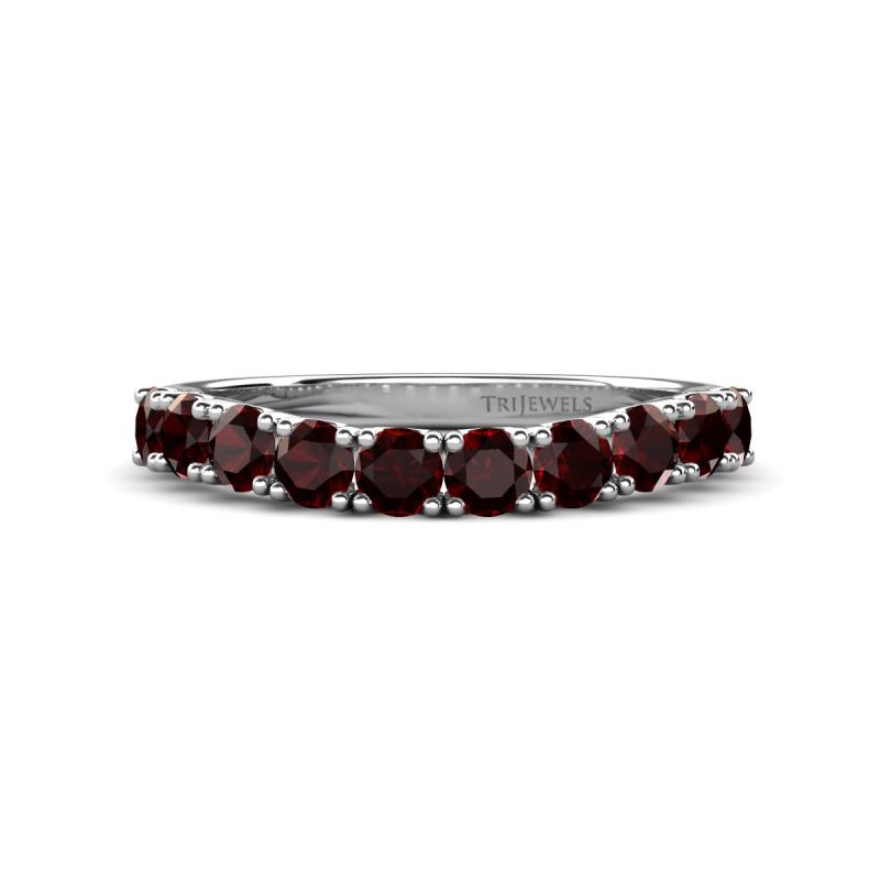Zevara 1.16 ctw Round Red Garnet Women Stackable Curved Wedding Band 