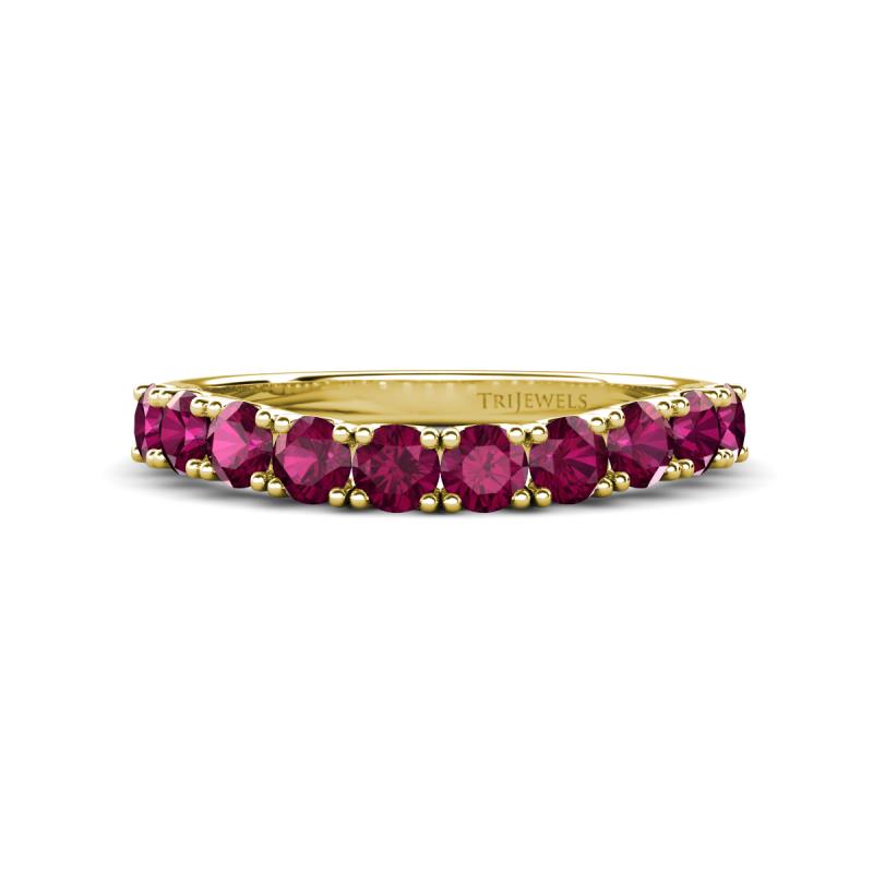 Zevara 1.16 ctw Round Rhodolite Garnet Women Stackable Curved Wedding Band 
