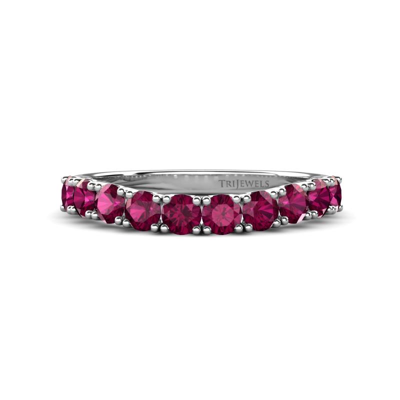Zevara 1.16 ctw Round Rhodolite Garnet Women Stackable Curved Wedding Band 