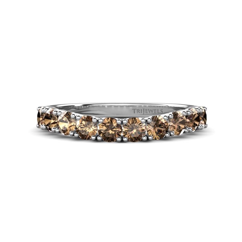 Zevara 1.00 ctw Round Smoky Quartz Women Stackable Curved Wedding Band 