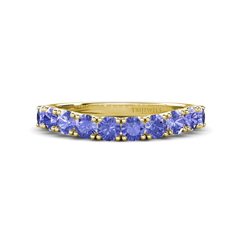 Zevara 0.90 ctw Round Tanzanite Women Stackable Curved Wedding Band 