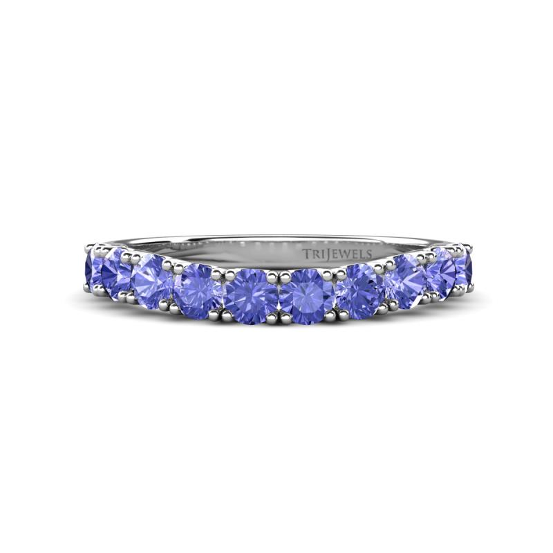 Zevara 0.90 ctw Round Tanzanite Women Stackable Curved Wedding Band 