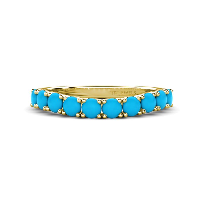 Zevara 0.70 ctw Round Turquoise Women Stackable Curved Wedding Band 