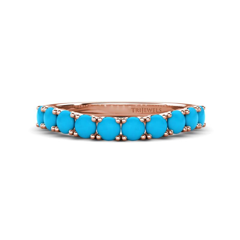 Zevara 0.70 ctw Round Turquoise Women Stackable Curved Wedding Band 
