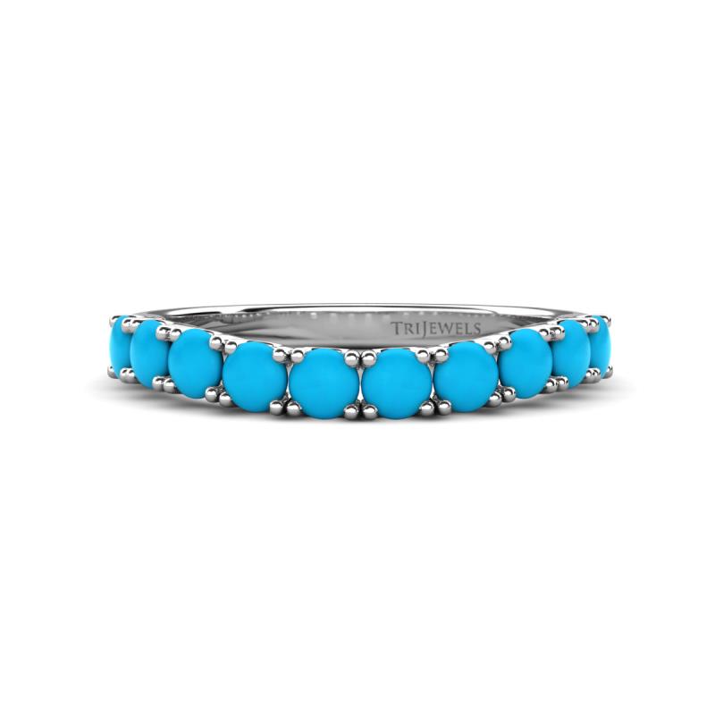 Zevara 0.70 ctw Round Turquoise Women Stackable Curved Wedding Band 