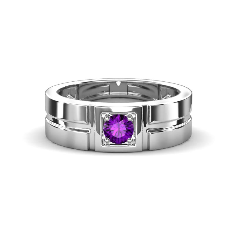 Marcus 0.20 ct Amethyst Solitaire Men Wedding Band (6 mm) 