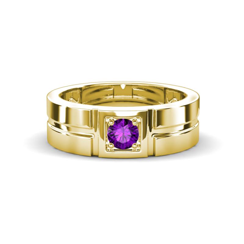 Marcus 0.20 ct Amethyst Solitaire Men Wedding Band (6 mm) 
