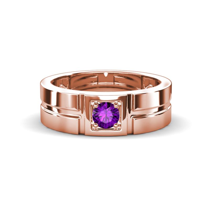 Marcus 0.20 ct Amethyst Solitaire Men Wedding Band (6 mm) 