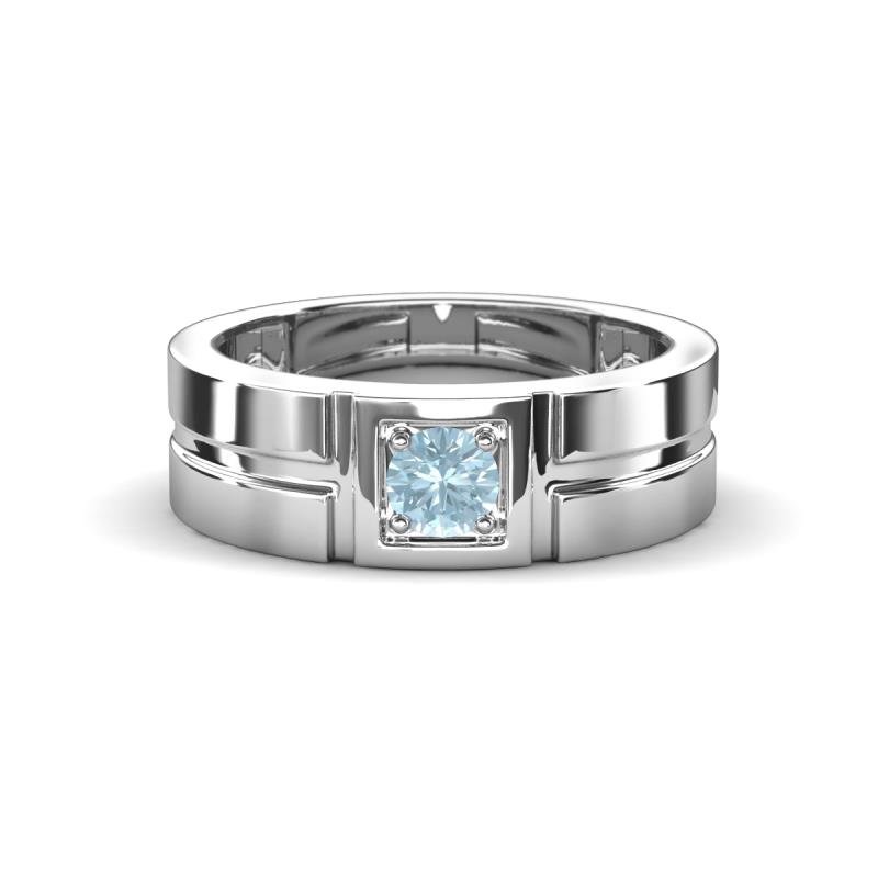 Marcus 0.20 ct Aquamarine Solitaire Men Wedding Band (6 mm) 
