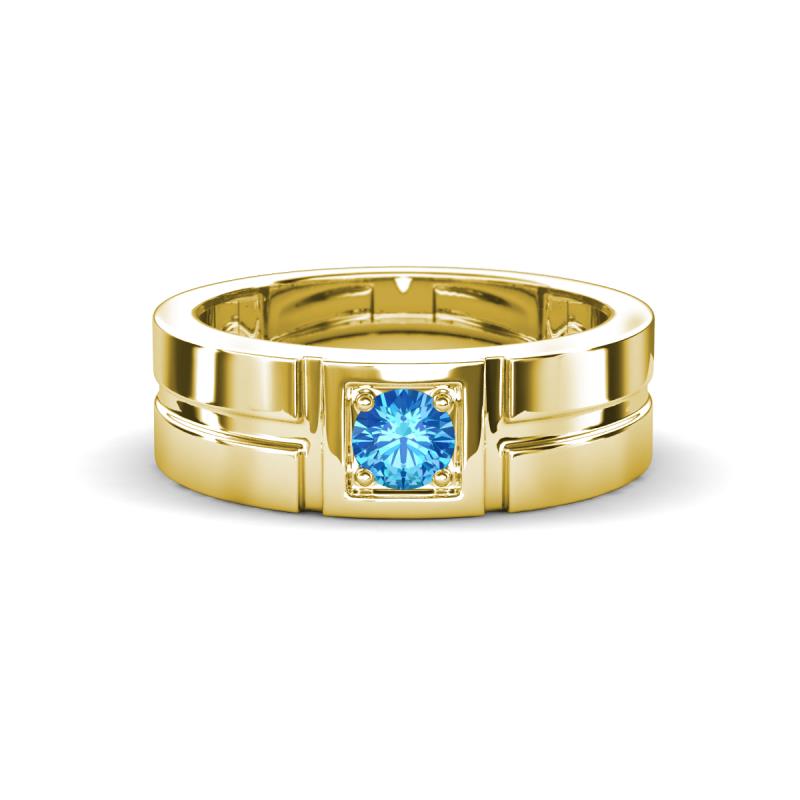 Marcus 0.22 ct Blue Topaz Solitaire Men Wedding Band (6 mm) 