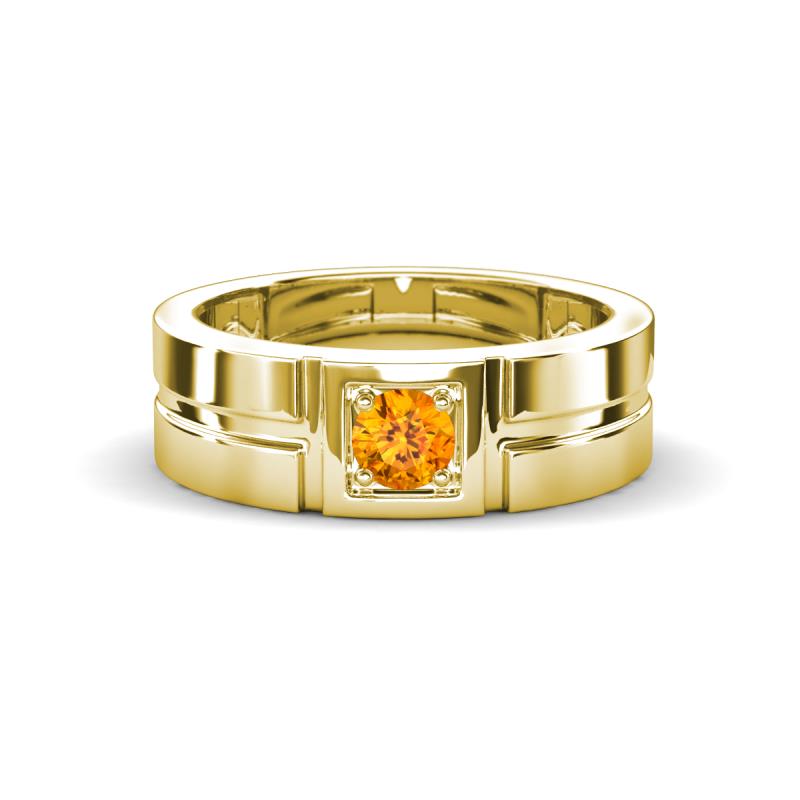 Marcus 0.20 ct Citrine Solitaire Men Wedding Band (6 mm) 