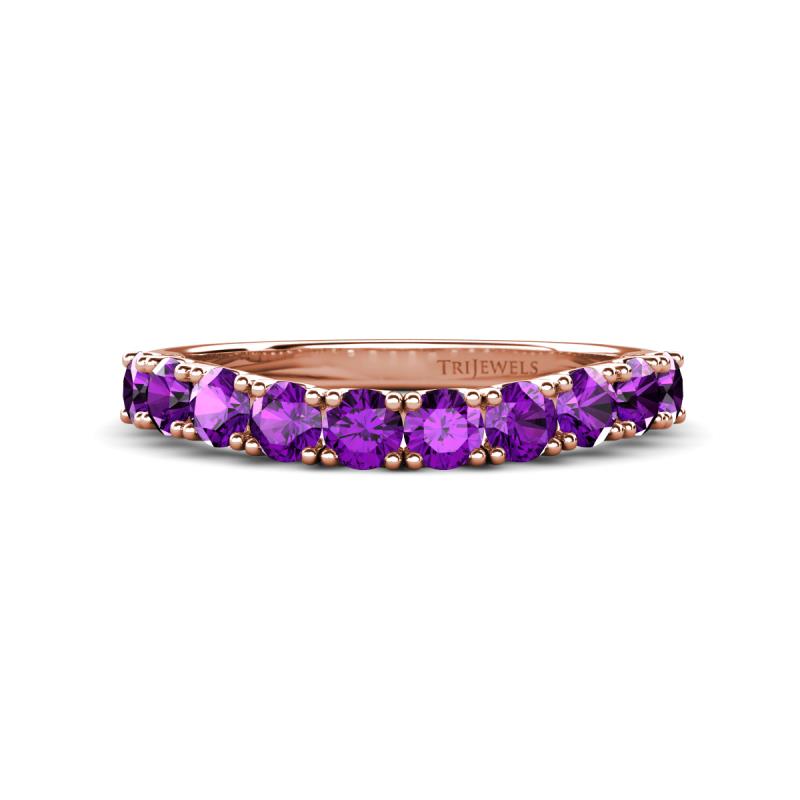 Zevara 0.80 ctw Round Amethyst Women Stackable Curved Wedding Band 