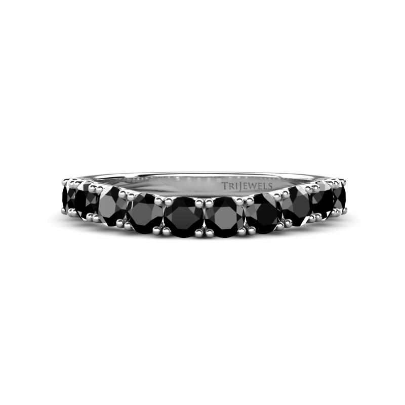 Zevara 1.10 ctw Round Black Diamond Women Stackable Curved Wedding Band 