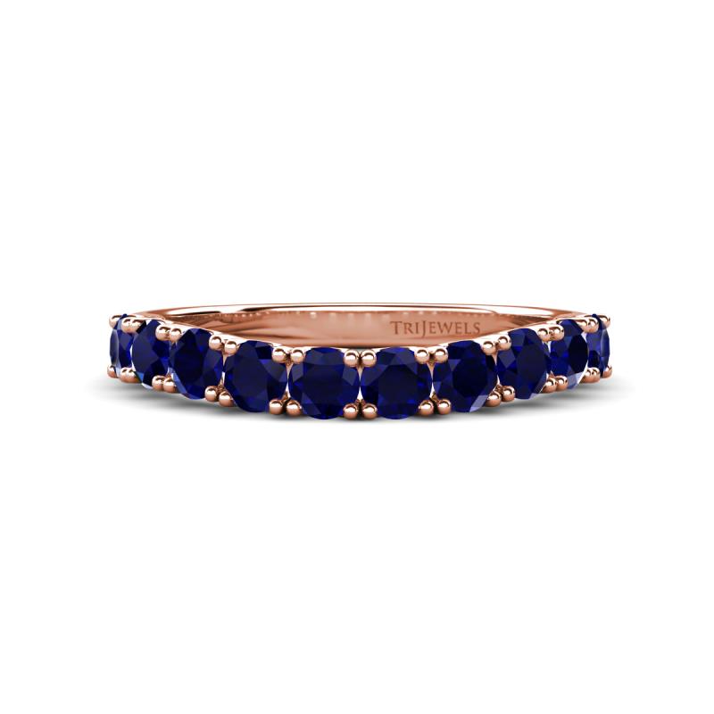 Zevara 1.10 ctw Round Blue Sapphire Women Stackable Curved Wedding Band 