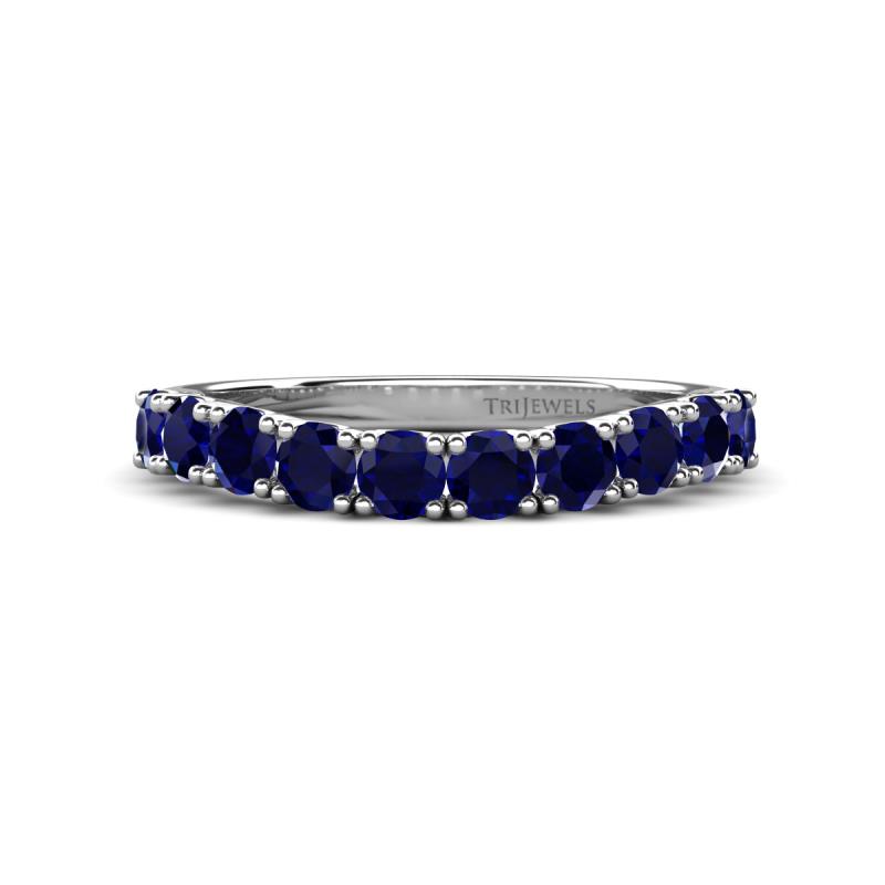 Zevara 1.10 ctw Round Blue Sapphire Women Stackable Curved Wedding Band 