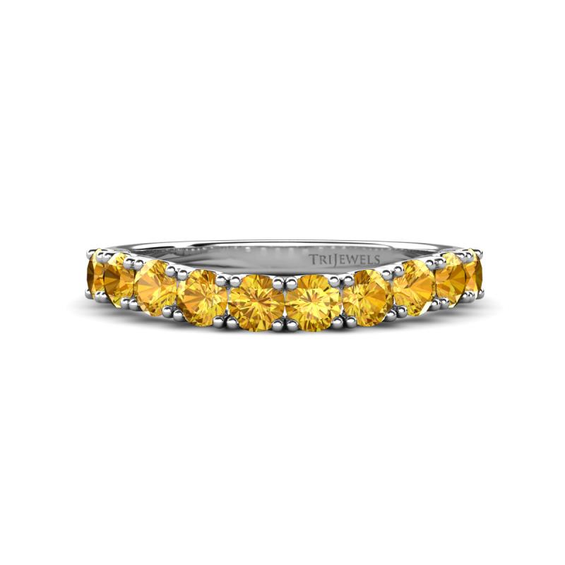 Zevara 0.80 ctw Round Citrine Women Stackable Curved Wedding Band 