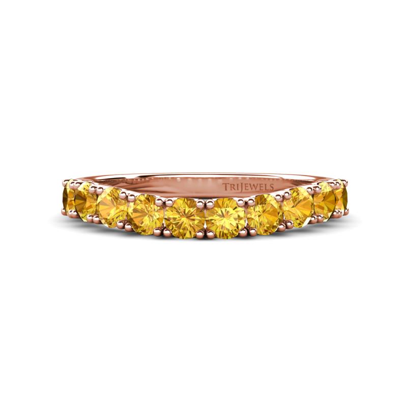 Zevara 0.80 ctw Round Citrine Women Stackable Curved Wedding Band 