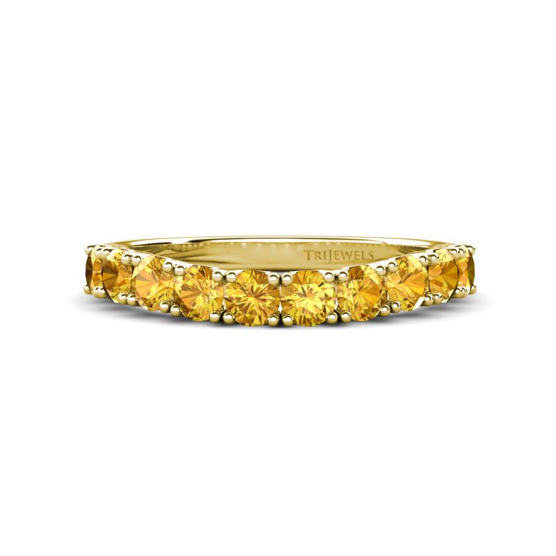 Zevara 0.80 ctw Round Citrine Women Stackable Curved Wedding Band 