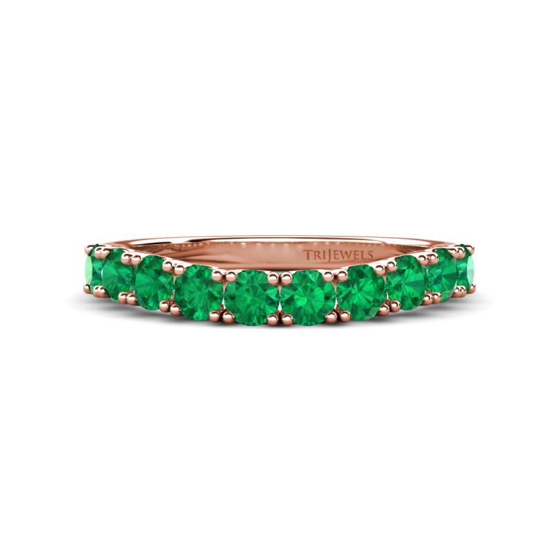 Zevara 1.00 ctw Round Emerald Women Stackable Curved Wedding Band 