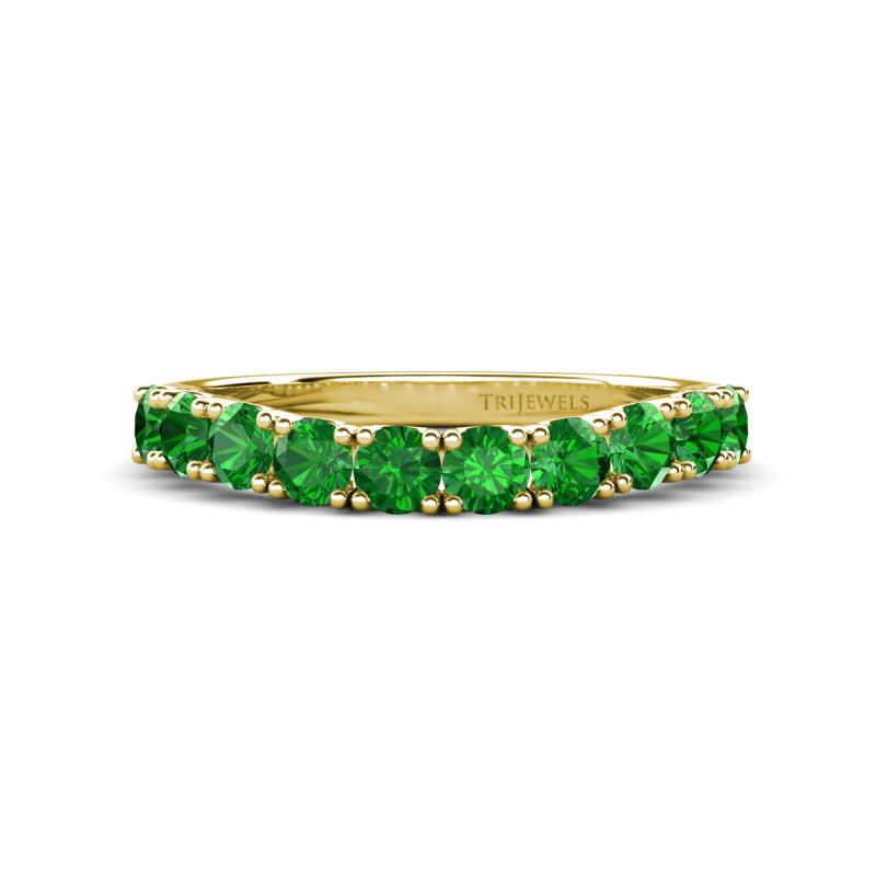 Zevara 1.16 ctw Round Green Garnet Women Stackable Curved Wedding Band 