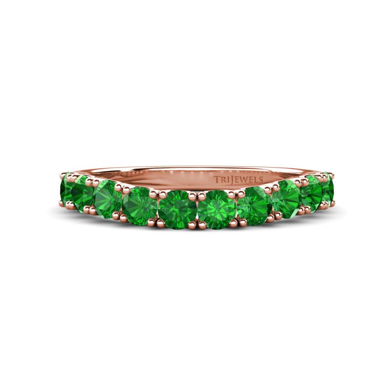 Zevara 1.16 ctw Round Green Garnet Women Stackable Curved Wedding Band 