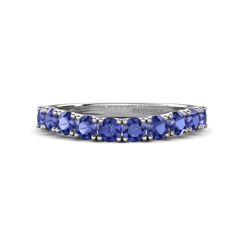 Zevara 0.80 ctw Round Iolite Women Stackable Curved Wedding Band 