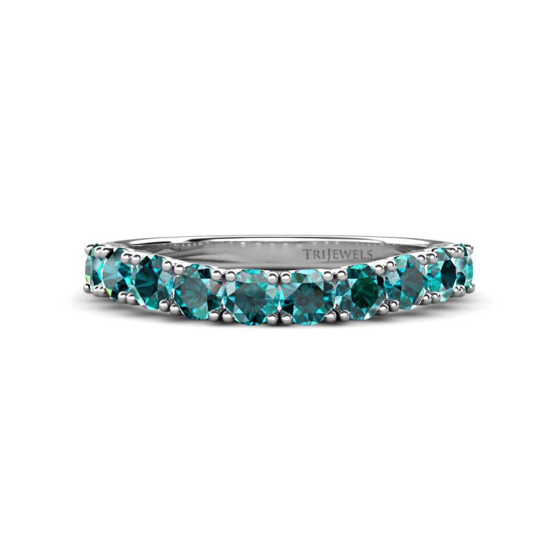 Zevara 1.10 ctw Round London Blue Topaz Women Stackable Curved Wedding Band 