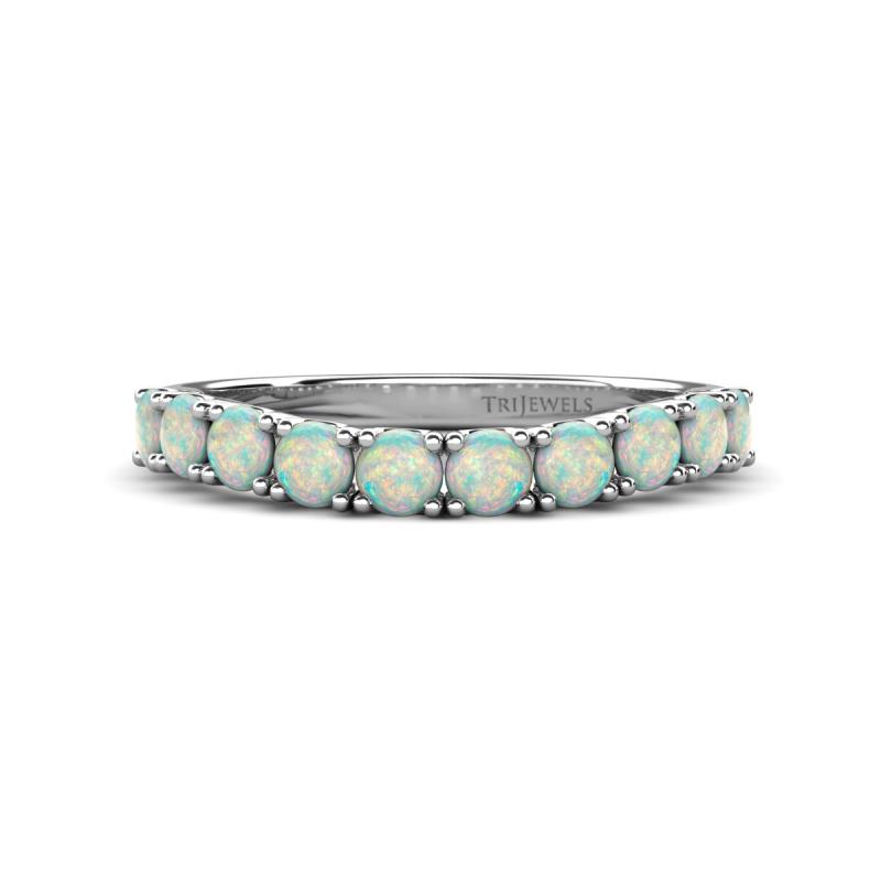Zevara 0.60 ctw Round Opal Women Stackable Curved Wedding Band 
