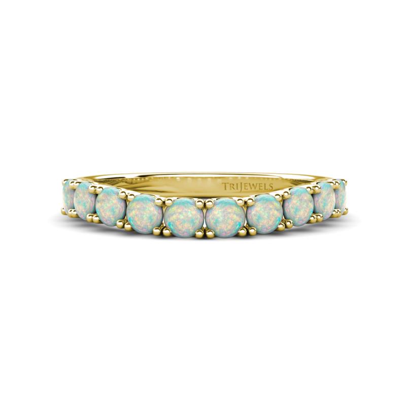 Zevara 0.60 ctw Round Opal Women Stackable Curved Wedding Band 
