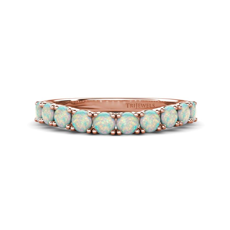 Zevara 0.60 ctw Round Opal Women Stackable Curved Wedding Band 