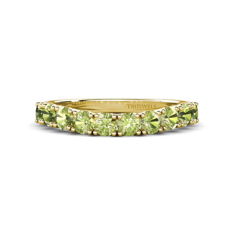 Zevara 1.16 ctw Round Peridot Women Stackable Curved Wedding Band 