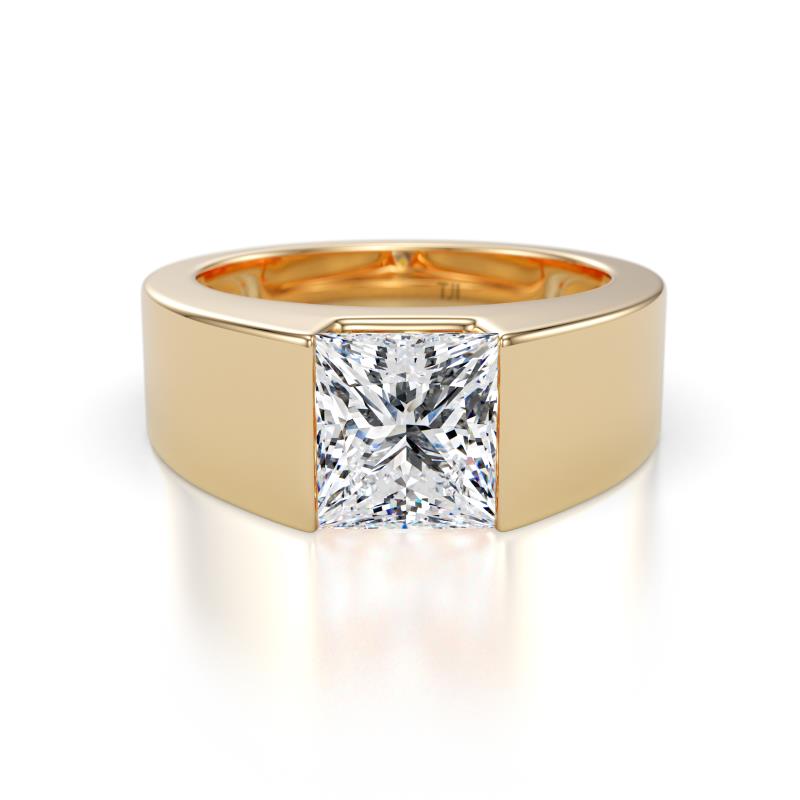 Jordan 2.00 ct IGI Certified Princess Shape Solitaire Lab Grown Diamond (7.00 mm) Men's Wedding Band 