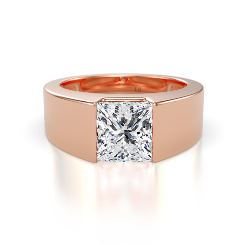 Jordan 2.00 ct GIA Certified Princess Shape Solitaire Natural Diamond (7.00 mm) Men's Wedding Band 