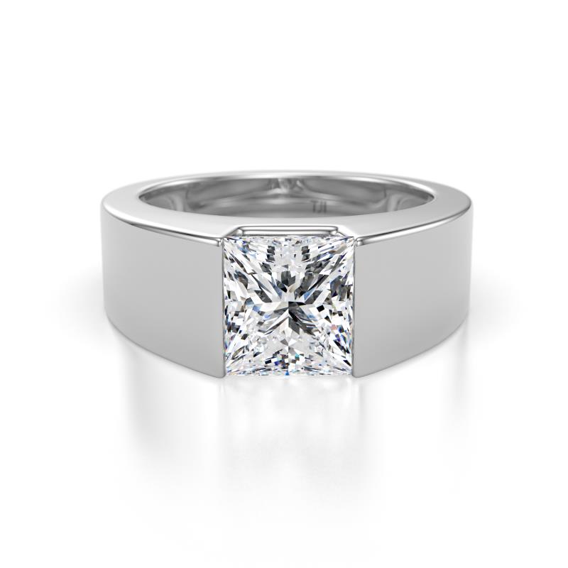 Jordan 2.00 ct GIA Certified Princess Shape Solitaire Natural Diamond (7.00 mm) Men's Wedding Band 