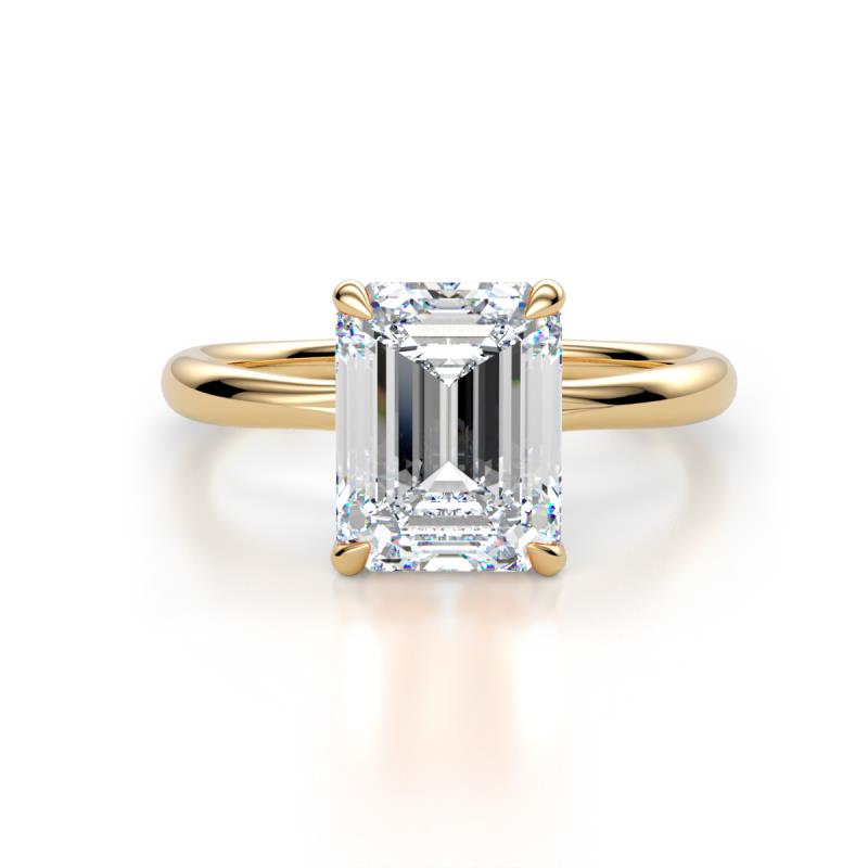 Solina 2.64 ctw IGI Certified Emerald Shape Lab Grown Diamond accented Lab Grown Diamond Hidden Halo Women Engagement Ring 