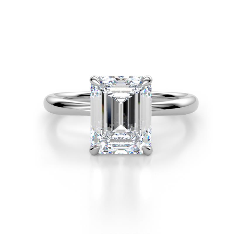 Solina 2.64 ctw IGI Certified Emerald Shape Lab Grown Diamond accented Lab Grown Diamond Hidden Halo Women Engagement Ring 