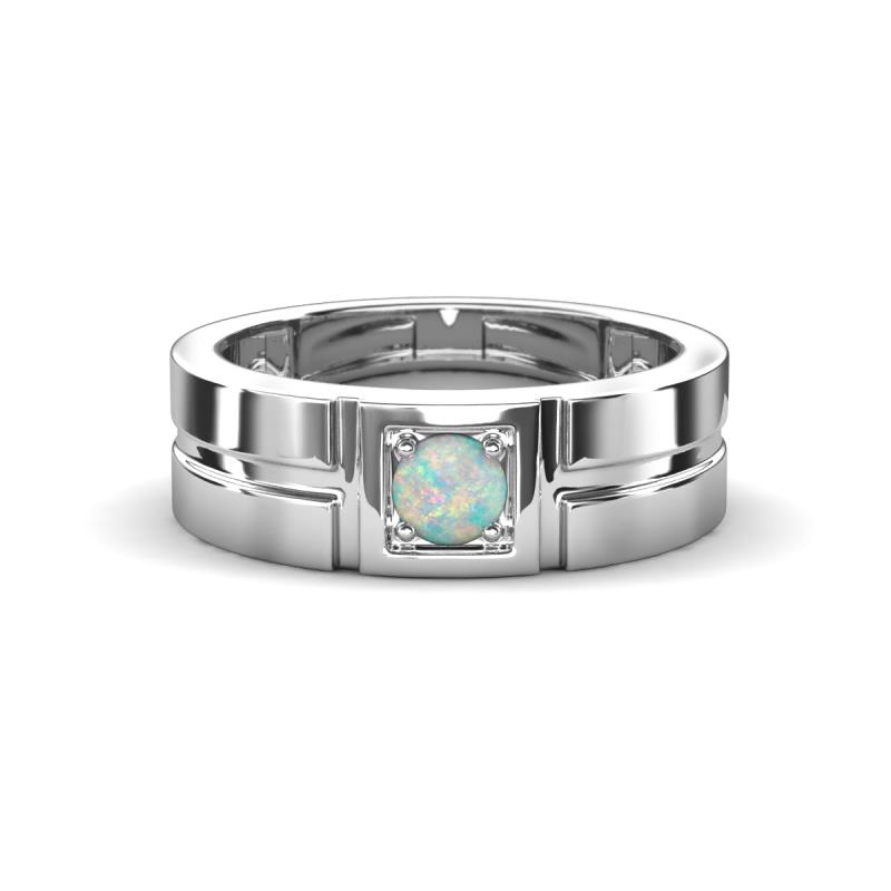 Marcus 0.20 ct Opal Solitaire Men Wedding Band (6 mm) 