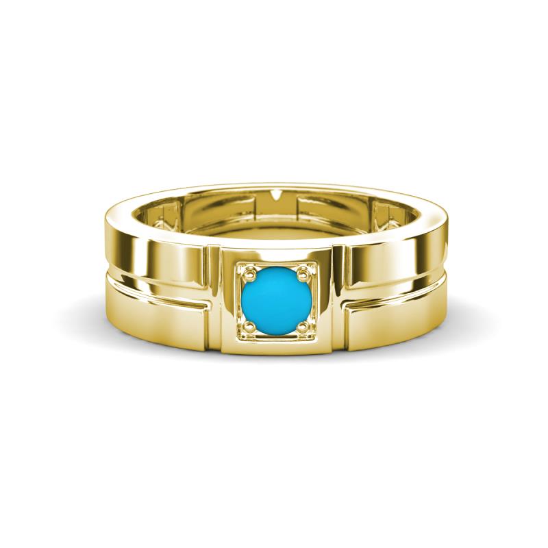Marcus 0.25 ct Turquoise Solitaire Men Wedding Band (6 mm) 