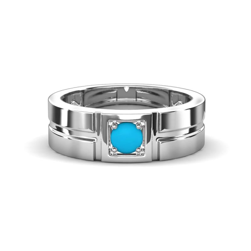 Marcus 0.25 ct Turquoise Solitaire Men Wedding Band (6 mm) 
