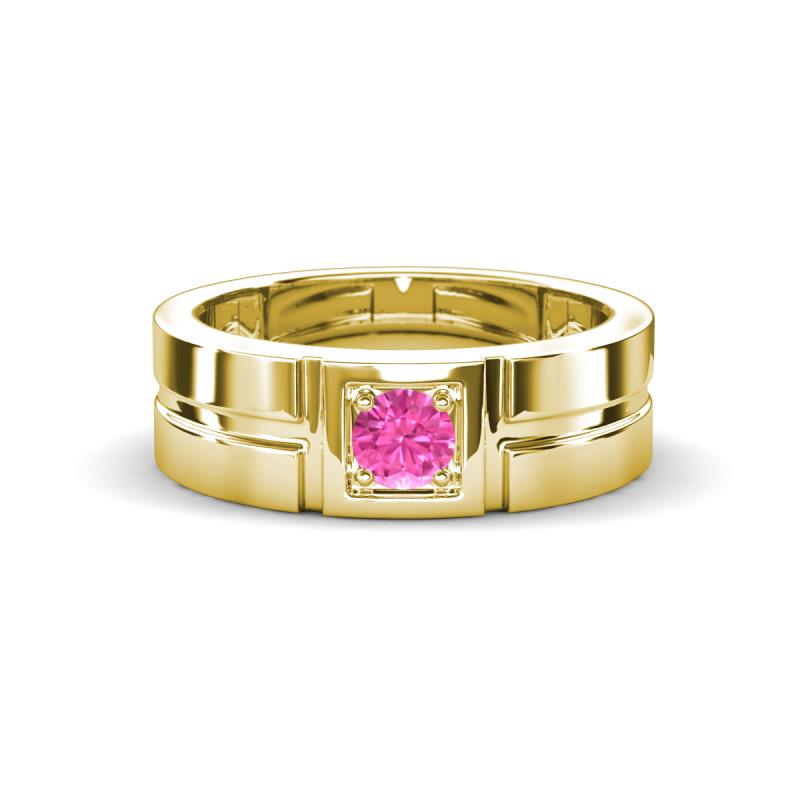 Marcus 0.30 ct Pink Sapphire Solitaire Men Wedding Band (6 mm) 