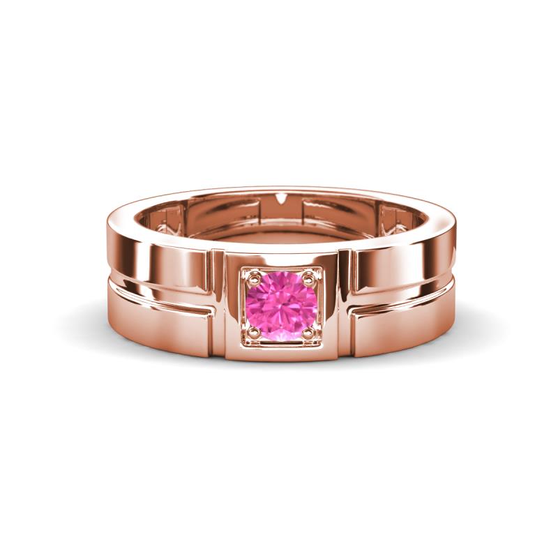 Marcus 0.30 ct Pink Sapphire Solitaire Men Wedding Band (6 mm) 