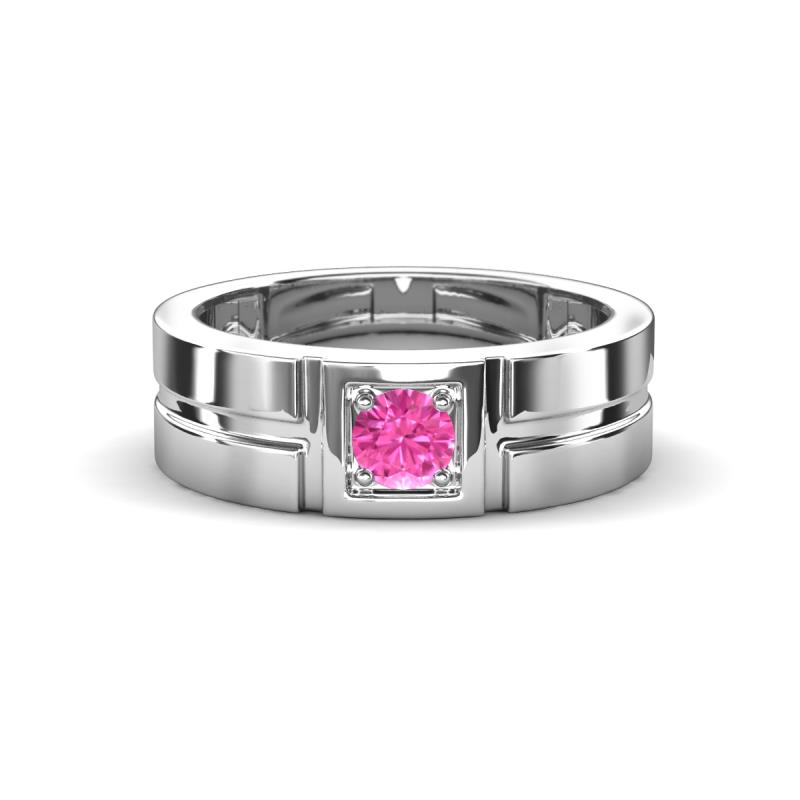 Marcus 0.30 ct Pink Sapphire Solitaire Men Wedding Band (6 mm) 