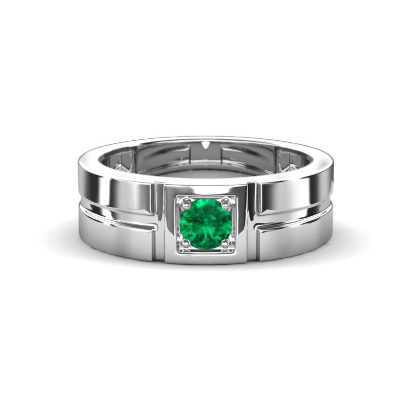 Marcus 0.20 ct Emerald Solitaire Men Wedding Band (6 mm) 