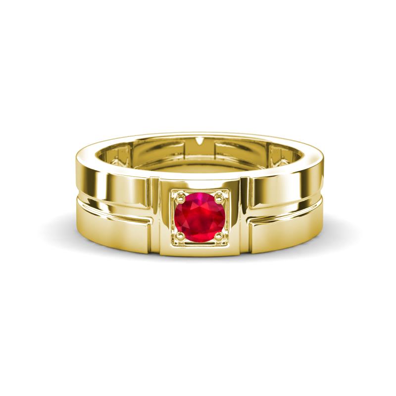 Marcus 0.27 ct Ruby Solitaire Men Wedding Band (6 mm) 