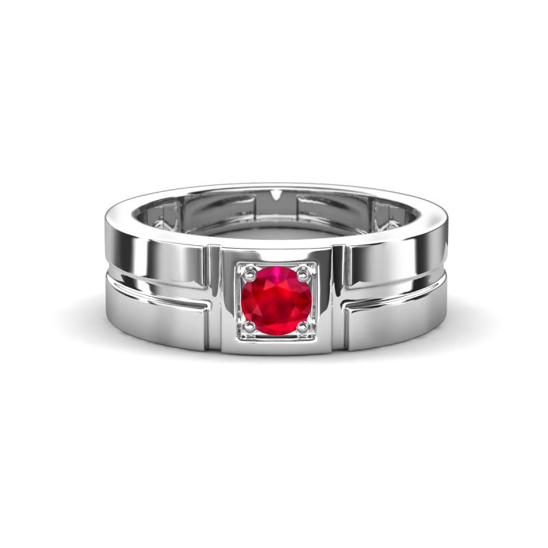 Marcus 0.27 ct Ruby Solitaire Men Wedding Band (6 mm) 