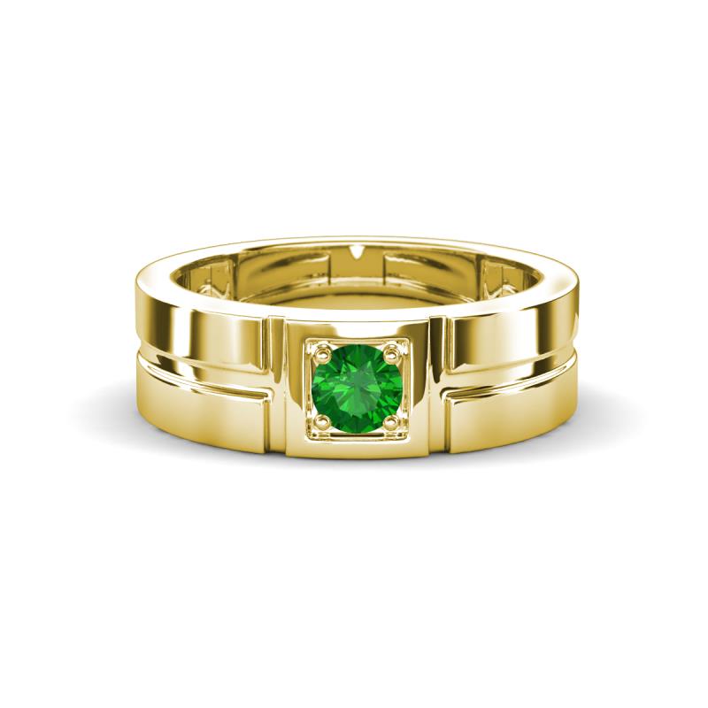 Marcus 0.29 ct Green Garnet Solitaire Men Wedding Band (6 mm) 