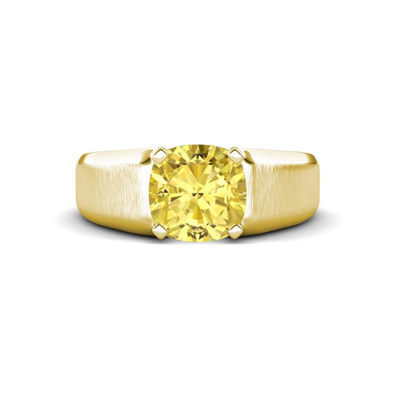 Jude 2.50 ct Cushion Shape Created Yellow Sapphire Solitaire Men Wedding Band (7 mm) 