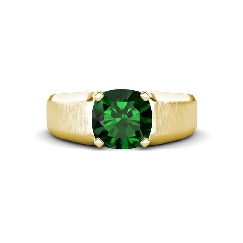 Jude 1.90 ct Cushion Shape Created Emerald Solitaire Men Wedding Band (7 mm) 