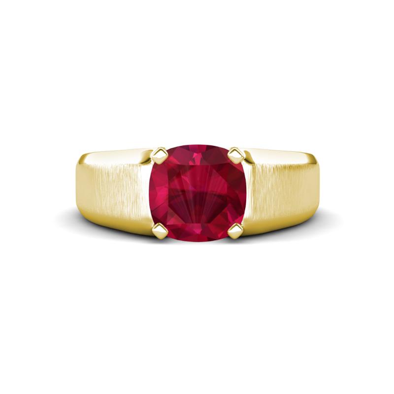 Jude 2.70 ct Cushion Shape Created Ruby Solitaire Men Wedding Band (7 mm) 